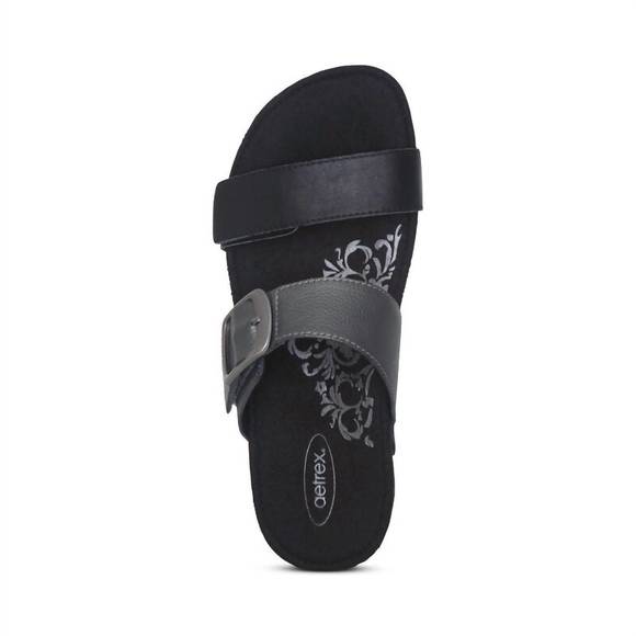 NEW AETREX women's daisy adjustable slide in black - Picture 3 of 3
